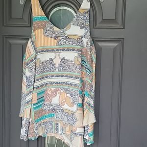 Patchwork tank top with layered hem